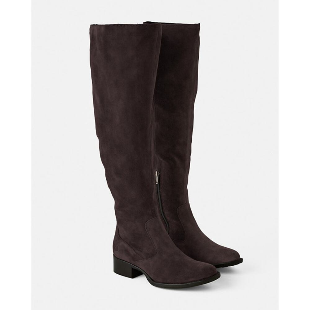 Born Women's Dark Brown Cricket Suede Leather Boots Knee High Size 6.5M NWOT